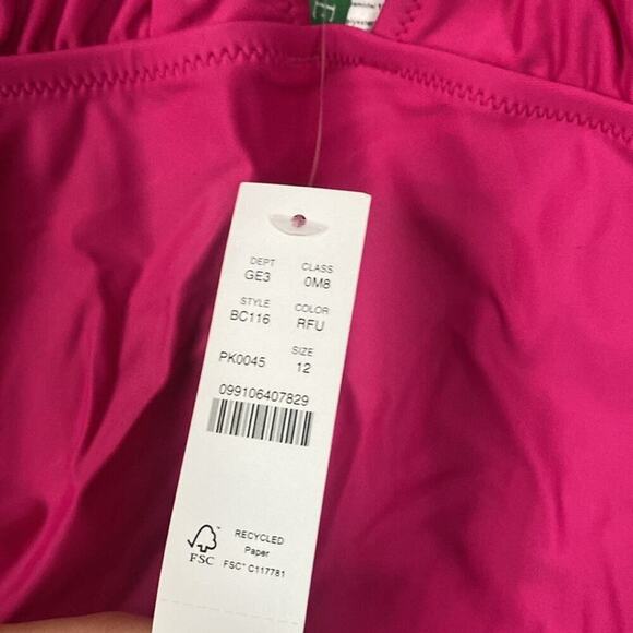 NWT J. CREW One Piece Ruched Swimsuit Beach Hot Pink Preppy Vacation Size 8 12 - Picture 4 of 11